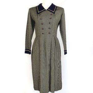 Vintage 50s 60s Lanz Plaid Sailor Collar Retro Academia Dress Size 4
